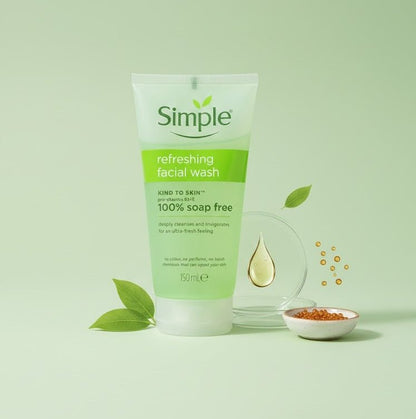 Simple Refreshing Facial Wash - Kind to Skin with Pro-Vitamin B5 & Vitamin E.